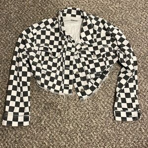 Checkered jean jacket